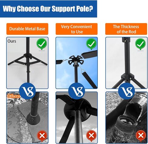 نظام حامل أقطاب دعم غطاء القارب من WOMACO، عمود غطاء عائم للقارب المعدني قابل للتعديل، حامل غطاء لفصل الشتاء (عبوة واحدة) in Kuwait