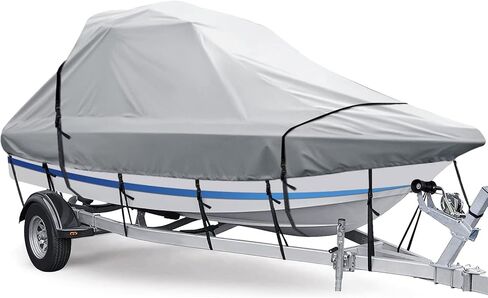Wakeboard Tower Boat Cover, Heavy Duty 100% Waterproof Over The Tower Cover for V-Hull Fishing Tournament Boat w/Ski Wakeboard Tower Boat Cover (23′-25′L,Up to 116″W, Grey) in Saudi Arabia
