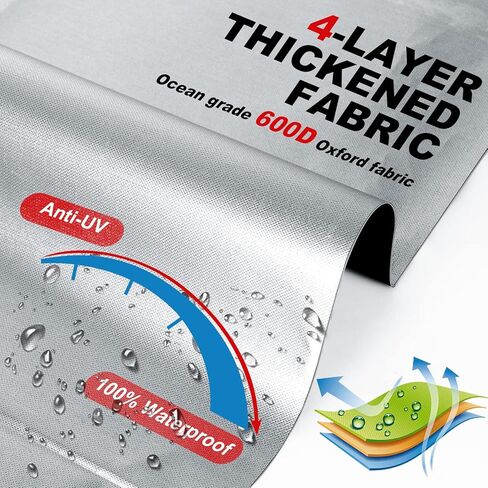 غطاء قارب برج واكيبورد، عالي التحمل مقاوم للماء بنسبة 100% فوق غطاء البرج لقارب بطولة الصيد بهيكل على شكل حرف V مع غطاء قارب برج واكيبورد للتزلج (23'-25'L، حتى 116'W، رمادي) in Kuwait