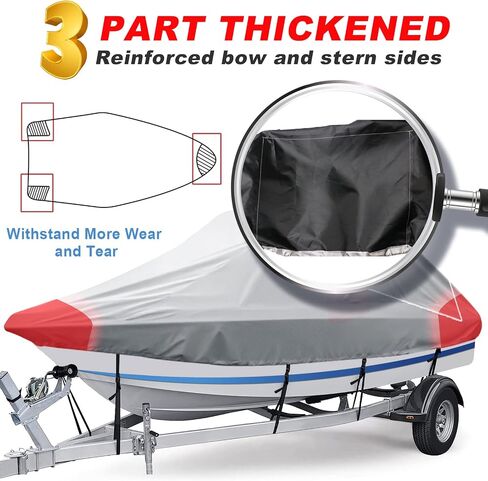 Wakeboard Tower Boat Cover, Heavy Duty 100% Waterproof Over The Tower Cover for V-Hull Fishing Tournament Boat w/Ski Wakeboard Tower Boat Cover (23′-25′L,Up to 116″W, Grey) in Saudi Arabia
