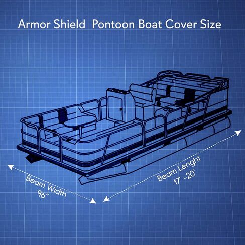 Pyle Universal Boat Adjustable Storage Cover - 17'-20'L to 96" Pontoon Boats Protection Custom Heavy Duty Waterproof Polyester Fabric, Snap Strap, Elastic Cord, Bag in Saudi Arabia