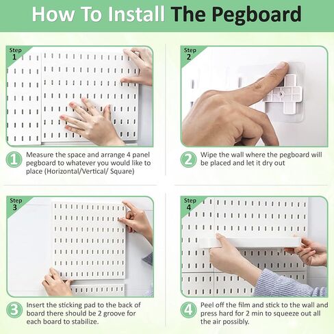 مجموعة منظم الحائط Socalsunny Pegboard 4 لوحات 14 قطعة من الملحقات مجموعة من ألواح التعليق المعلقة على الحائط للمكتب المنزلي | أوتاد بيضاء للتعليق مقاس 55.88 سم × 55.88 سم in Saudi Arabia