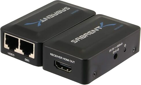 موسع HDMI بطول 200 قدم من SABRENT فوق Cat5/6 مع محول RJ45 ومحول طاقة متضمن (HDMI-EXTC) in Saudi Arabia