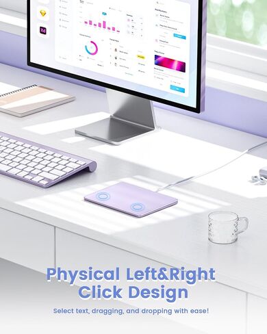 seenda Upgraded Trackpad, Tempered Glass Surface with Multi-Touch, Aluminum Slim USB Windows Touchpad with High Precision Navigation for Windows 10/11 Desktop/Laptop/Notebook Computer PC, Purple in Saudi Arabia