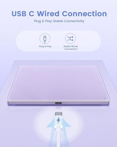 seenda Upgraded Trackpad, Tempered Glass Surface with Multi-Touch, Aluminum Slim USB Windows Touchpad with High Precision Navigation for Windows 10/11 Desktop/Laptop/Notebook Computer PC, Purple in Saudi Arabia