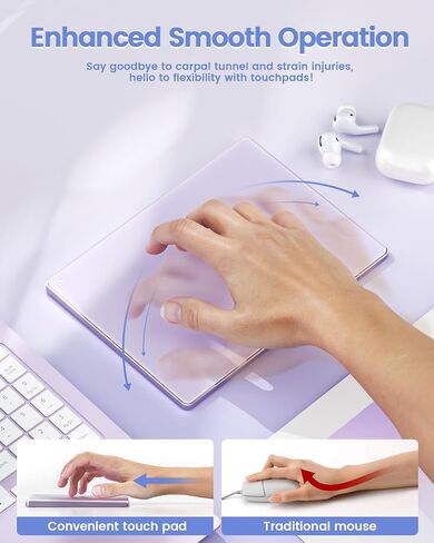 seenda Upgraded Trackpad, Tempered Glass Surface with Multi-Touch, Aluminum Slim USB Windows Touchpad with High Precision Navigation for Windows 10/11 Desktop/Laptop/Notebook Computer PC, Purple in Saudi Arabia