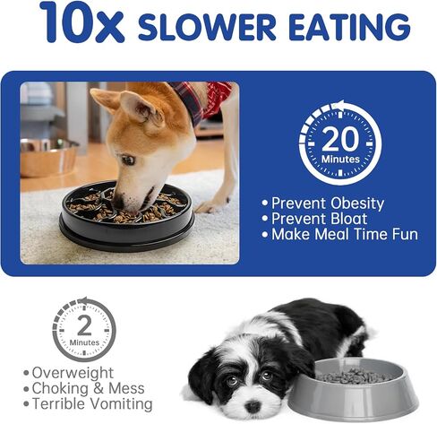 Slow Feeder Dog Bowl, 4-Cup Dog Slow Feeder for Large and Medium Dogs, Anti-Choking Slow Eating Bowl, Non-Slip Pet Slower Dish for Dry Wet Food(Gray) in Saudi Arabia