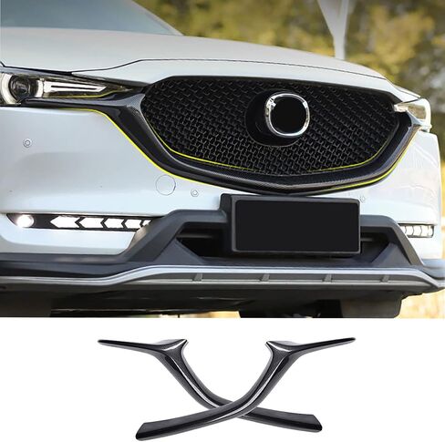 اكسسوارات السيارات صالح لمازدا CX-5 CX5 CX8 2017-2021 الخارجي الجبهة السفلى مصبغة الزخارف غطاء الشواية صب (أسود لامع) ABS 2 قطعة in Saudi Arabia