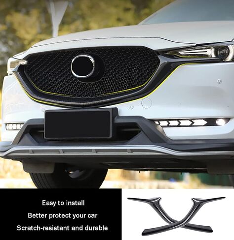 اكسسوارات السيارات صالح لمازدا CX-5 CX5 CX8 2017-2021 الخارجي الجبهة السفلى مصبغة الزخارف غطاء الشواية صب (أسود لامع) ABS 2 قطعة in Saudi Arabia