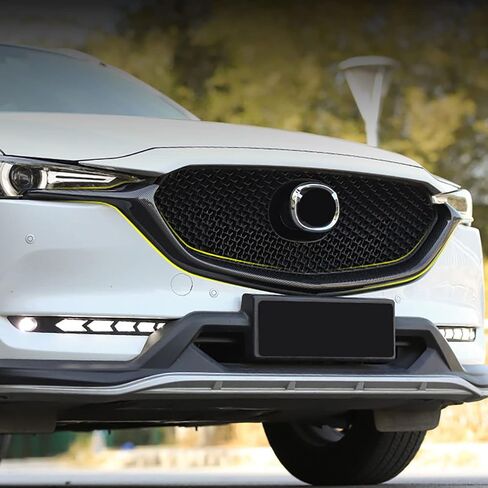 اكسسوارات السيارات صالح لمازدا CX-5 CX5 CX8 2017-2021 الخارجي الجبهة السفلى مصبغة الزخارف غطاء الشواية صب (أسود لامع) ABS 2 قطعة in Saudi Arabia