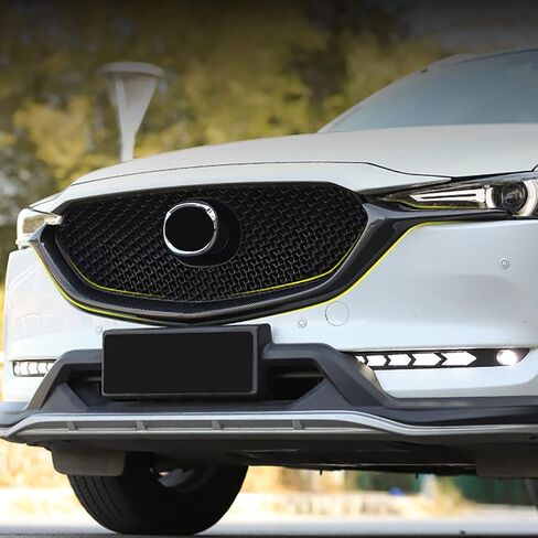 اكسسوارات السيارات صالح لمازدا CX-5 CX5 CX8 2017-2021 الخارجي الجبهة السفلى مصبغة الزخارف غطاء الشواية صب (أسود لامع) ABS 2 قطعة in Saudi Arabia