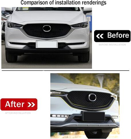 اكسسوارات السيارات صالح لمازدا CX-5 CX5 CX8 2017-2021 الخارجي الجبهة السفلى مصبغة الزخارف غطاء الشواية صب (أسود لامع) ABS 2 قطعة in Saudi Arabia