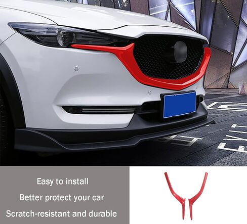 Car Accessories Fit For Mazda CX-5 CX5 CX8 2017-2021 Exterior Front Lower Grill Grille Trims Cover Grill Molding (Carbon Fiber Style) ABS 2 PCS in Saudi Arabia