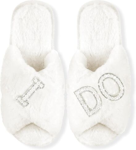 Tkifoda Bride Slippers I Do Slippers for Wedding Day Bridal Slippers Wedding Slippers White Wedding Shoes for Brides in Saudi Arabia