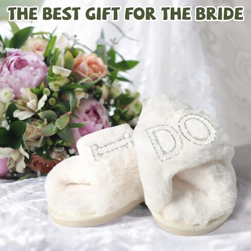 Tkifoda Bride Slippers I Do Slippers for Wedding Day Bridal Slippers Wedding Slippers White Wedding Shoes for Brides in Saudi Arabia