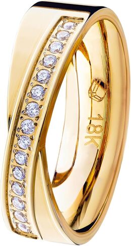 AndreAngel خاتم زواج من الذهب عيار 18 قيراط من التيتانيوم للنساء. ملاءمة مريحة بعرض 5 مم، 17 درجة AAAAA+ أحجار زركونيا مكعبة ذات لمسة نهائية مصقولة للغاية. تصميم الخطوبة والذكرى السنوية A33 in Kuwait