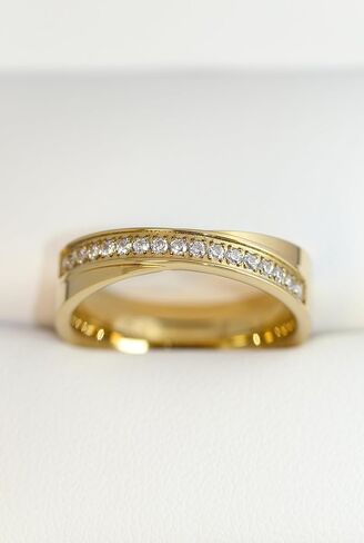 AndreAngel خاتم زواج من الذهب عيار 18 قيراط من التيتانيوم للنساء. ملاءمة مريحة بعرض 5 مم، 17 درجة AAAAA+ أحجار زركونيا مكعبة ذات لمسة نهائية مصقولة للغاية. تصميم الخطوبة والذكرى السنوية A33 in Kuwait