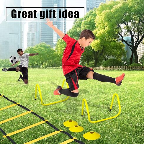 مجموعة سلم حواجز أجيليتي من منتجات أبر ميدلاند مع 2 مظلات للجري لاكروس لكرة القدم وكرة القدم ومعدات تدريب السرعة in Kuwait