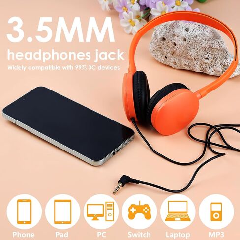 Kids Headphones Bulk 8 Pack, Multi Color School Headphones Set 3.5mm Jack for Grade and Middle School Students, Children, Teenagers, Boys, Girls, Wholesale Headphones for Classroom in Kuwait