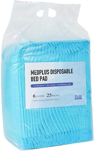 وسائد سرير للاستعمال مرة واحدة من MedPlus - أزرق، 23 بوصة × 36 بوصة - وسادات داخلية كبيرة مقاومة للماء لعلاج سلس البول لكبار السن والبالغين والكلاب والأطفال - وسادات ماصة للاستعمال مرة واحدة لحماية مرتبة السرير in Saudi Arabia