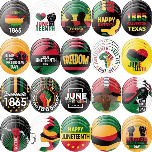 240 Pcs Juneteenth Button Badge Pins 1.5 Inch June 19th 1865 Juneteenth Celebrate Freedom Button African American Liberal Pins Independence Festival Decoration for Party Supplies, 20 Styles in Saudi Arabia