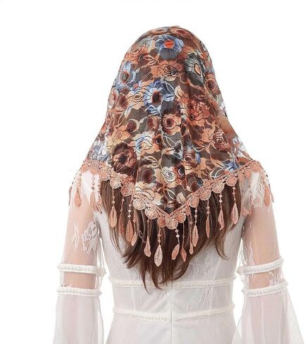 حجاب دانتيل مثلث حجاب الكنيسة الكاثوليكية مانتيا حجاب الكنيسة اللانهاية حجاب الرأس يغطي القداس اللاتيني (كاكي) in Saudi Arabia