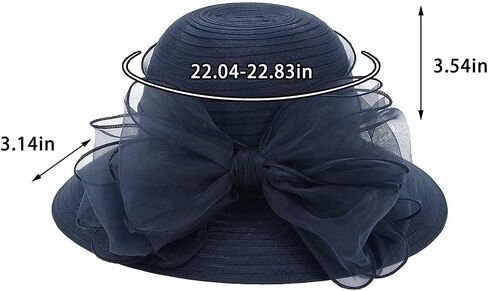 قبعات ديربي لحفلات الشاي من الأورجانزا للنساء - قبعة شمس يوم الأحد ذات حافة واسعة على شكل زهرة (الولايات المتحدة، ألفا، متوسط، أزرق) in Kuwait