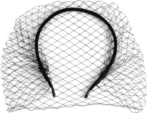 Black Veil Fascinator for Women，Headpiece Bridal Wedding，Headwear with Veil Cocktail Tea Party Headwear for Girls and Women in Saudi Arabia