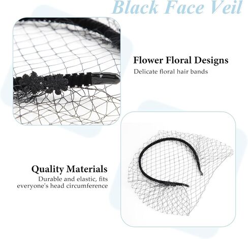 Black Veil Fascinator for Women，Headpiece Bridal Wedding，Headwear with Veil Cocktail Tea Party Headwear for Girls and Women in Saudi Arabia