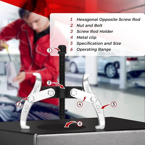 مجموعة مجتذب التروس 24 قطعة فاصل داخلي خارجي 2 و 3 فك مع فكوك قابلة للعكس، مجموعة أدوات سحب المحمل، 3 بوصات 4 بوصات 6 بوصات 8 بوصات، فاصل محمل بكرة محور التروس الثقيلة لإزالة دولاب الموازنة in Kuwait