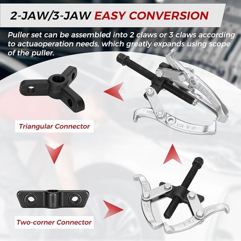 مجموعة مجتذب التروس 24 قطعة فاصل داخلي خارجي 2 و 3 فك مع فكوك قابلة للعكس، مجموعة أدوات سحب المحمل، 3 بوصات 4 بوصات 6 بوصات 8 بوصات، فاصل محمل بكرة محور التروس الثقيلة لإزالة دولاب الموازنة in Kuwait