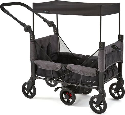 Contours Curve 360 Stroller Wagon for Infants and Toddlers, Compact Fold, Fits Infant Car Seats, Most Maneuverable Zero-Turn Radius, Sun Canopy, Lightweight Travel Wagon, Adjustable Seat & Handle in Saudi Arabia