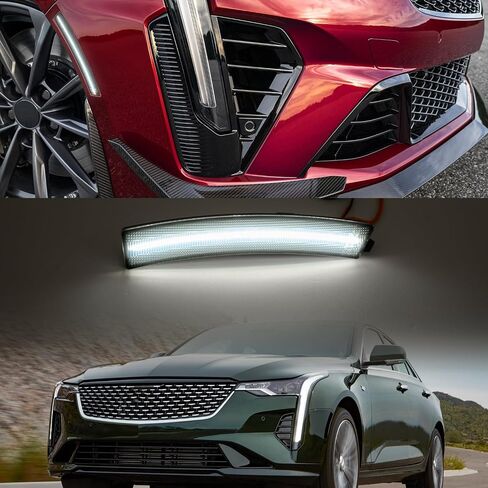 NSLUMO مصابيح LED للعلامات الجانبية متوافقة مع كاديلاك CT4 2020 2021 2022 2023 أبيض Led للمصد الأمامي للعلامة الجانبية عاكس مكرر طقم مصابيح LH RH شريط عدسات مدخن LED علامات جانبية OEM استبدال in Saudi Arabia
