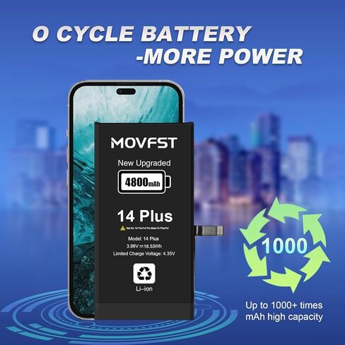 Replacement for iPhone 14 Plus Battery,4800mAh Li-ion Polymer High Capacity Battery Fit for iPhone 14 Plus Model A2886 A2632 A2885 A2896 A2887 with Repair Tool Kits in Kuwait