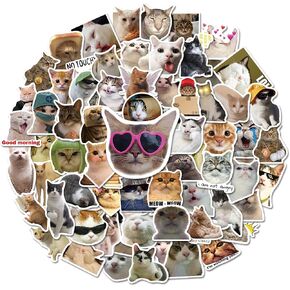 100 Pcs Cat Stickers for Water Bottles Laptop Guitar Suitcase | Non-Repeating Cute Meme Kitten Stickers, DIY, Waterproof, Decals Gifts for Adults Teens Kids Boys Girls in Kuwait