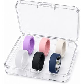 6-Pack Oura Ring 5 Cover with Storage Box - Gym Workout & Sports Protector | Soft, Lightweight Silicone Helps Protect Against Scratches, Bumps, and Wear. Comfortable to Wear Without Affecting Charging in Kuwait
