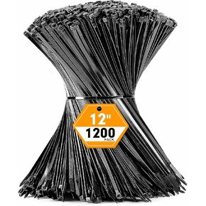 RAZCC 1200pcs Black Cable Zip Ties 12 Inch, Heavy Duty Plastic Nylon Tie Wraps with 50lb Tensile Strength for Indoor & Outdoor in Saudi Arabia
