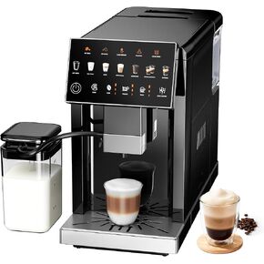 Fully Automatic Espresso Machine with Grinder & Milk Frother | 20 Bar Pressure, 15 Grind Settings, Touch Screen Control and Self-Cleaning Function for Espresso, Latte and Cappuccino in Saudi Arabia