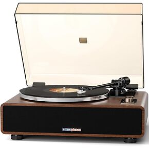 Hi-Fi Belt-Drive Vinyl Record Player with Built-in Speakers & Phono Preamp | Turntable with Magnetic Cartridge,Wireless Playback and Aux-in Functionality, Auto Off in Saudi Arabia