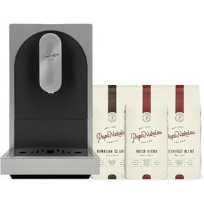 PapaNicholas Espresso Machine and 3 Whole Bean Coffee Bags, Black | Complete cafe system with Hawaiian Islands, House Blend and Breakfast Blend whole bean coffee. One-touch brewing in Saudi Arabia