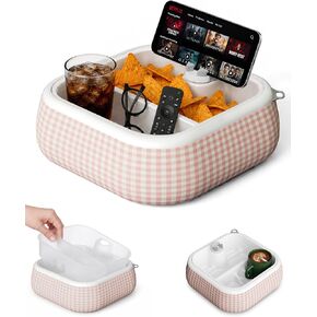 Bedside Caddy with Phone & Kindle Stand, Couch Organizer Tray with Adjustable Tablet Holder, Bed Organizer Storage Basket with Removable Dividers for Remote Controls, Snacks and Bedroom Essentials in Saudi Arabia
