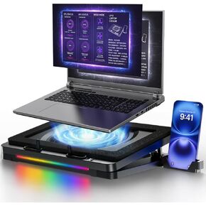 LP-3 Gaming Laptop Cooling Pad, Powerful Turbo-Fan 180+ CFM RGB Laptop Cooler, Quiet Laptop Cooling Fan Stand with Anti-Slip Pads, Height Adjustable, 3-Speed Control & LCD Design for 12"-19" Laptops in Kuwait