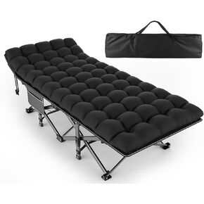 Camping Cot for Adults - Heavy-Duty Cot Bed with Mattress, Portable Sleeping Cots for Outdoor Indoor, 1200D Oxford Folding Cots for Home Travel, Max Load 500LBS, Fits People up to 6'3", Gray | Comfortable Sleeping Space, Soft Mattress, 500LBS Capacity, 12 in Saudi Arabia