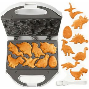 SugarWhisk Dinosaur Mini Waffle Maker for Kids, Mini Pancake Maker Machine for Halloween, 8 Different Shaped Dinos in Minutes, Electric Non-Stick Waffle Iron, White in Saudi Arabia