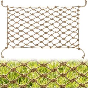 Jute Hemp Rope Net, Heavy Duty Climbing Net, 0.39 in Thick Woven Natural Fiber, 3.3 ft x 6.6 ft Netting, 3.9 in Mesh for Supervised Kids Outdoor Playground, Balcony, Stairs, Garden Decor in Saudi Arabia