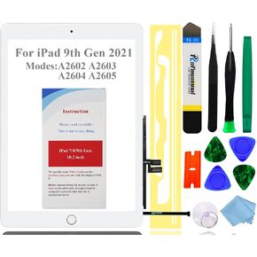 for iPad 9 9th Gen Screen Replacement Digitizer 2021 10.2",for iPad 9th Generation A2602 A2603 A2604 A2605 Digitizer with Home Button, Full Repair Kit[NO Fingerprint Reader] [NO LCD] in Saudi Arabia