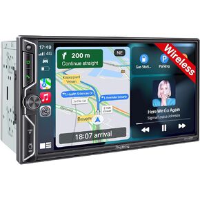 [QLED Screen Upgrade] 7" Double Din Car Stereo with Dash Cam, Wireless Apple CarPlay and Android Auto, Bluetooth, 240W 4.2-Channel Audio Output, MirrorLink, Backup Camera, AM/FM Car Radio in Saudi Arabia