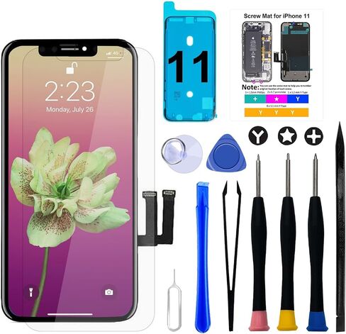 for iPhone 11 LCD Screen Replacement, 6.1" FHD Display Digitizer Assembly | COF Touch Screen Digitizer Assembly with Repair Tools, Waterproof Adhesive Seal, Tempered Glass Protector & Installation Kit in Saudi Arabia