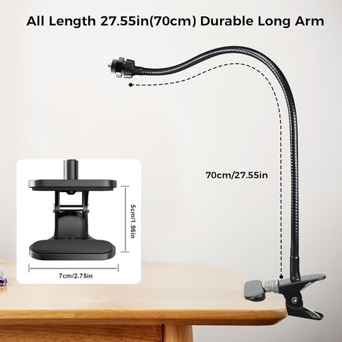 Webcam Stand Phone Mount for Desk, Gooseneck Desktop Tripod & Tabletop Phone Holder with Clamp & 1/4" Thread, Compatible with Action Camera GoPro C922 C930e C920S C920 615 C960 C920x Brio in Saudi Arabia