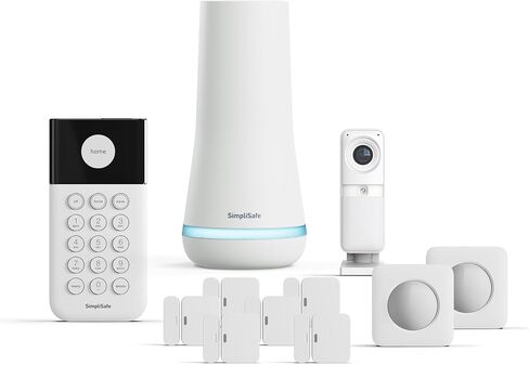 SimpliSafe 11 Piece Wireless Home Security System Gen 3 with Wireless Indoor HD Camera - Optional 24/7 Professional Monitoring - No Contract - Compatible with Alexa and Google Assistant,White in Kuwait